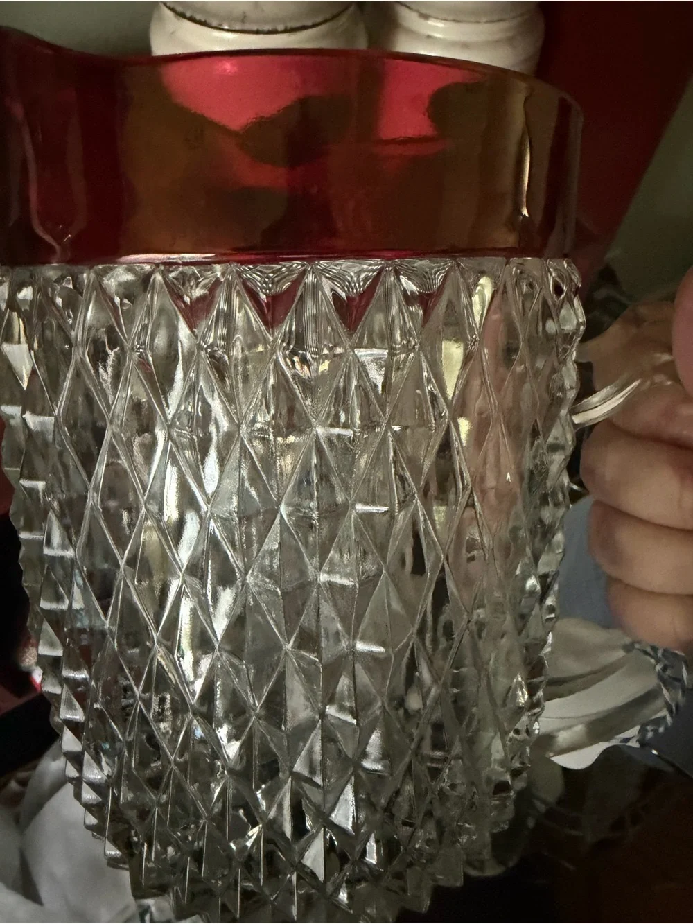 Ruby Red Hobnail Glass Vase - Decorative Home Accent